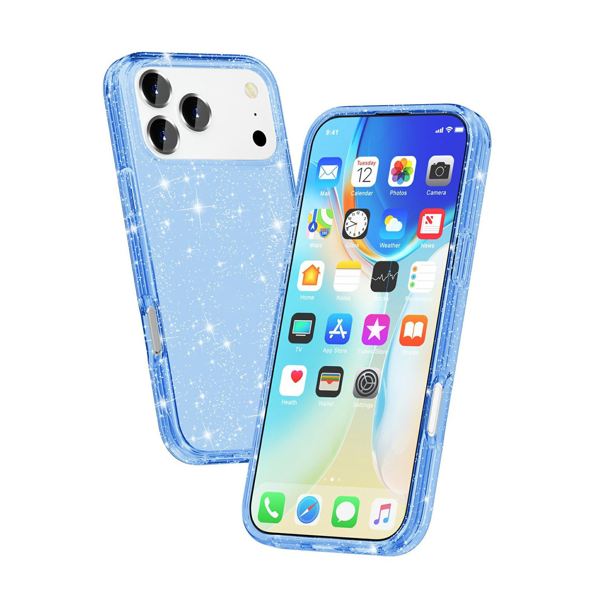 For iPhone 18 Pro / 17 Pro Shockproof Terminator Glitter Powder Phone Case - Blue - EDA008137002L