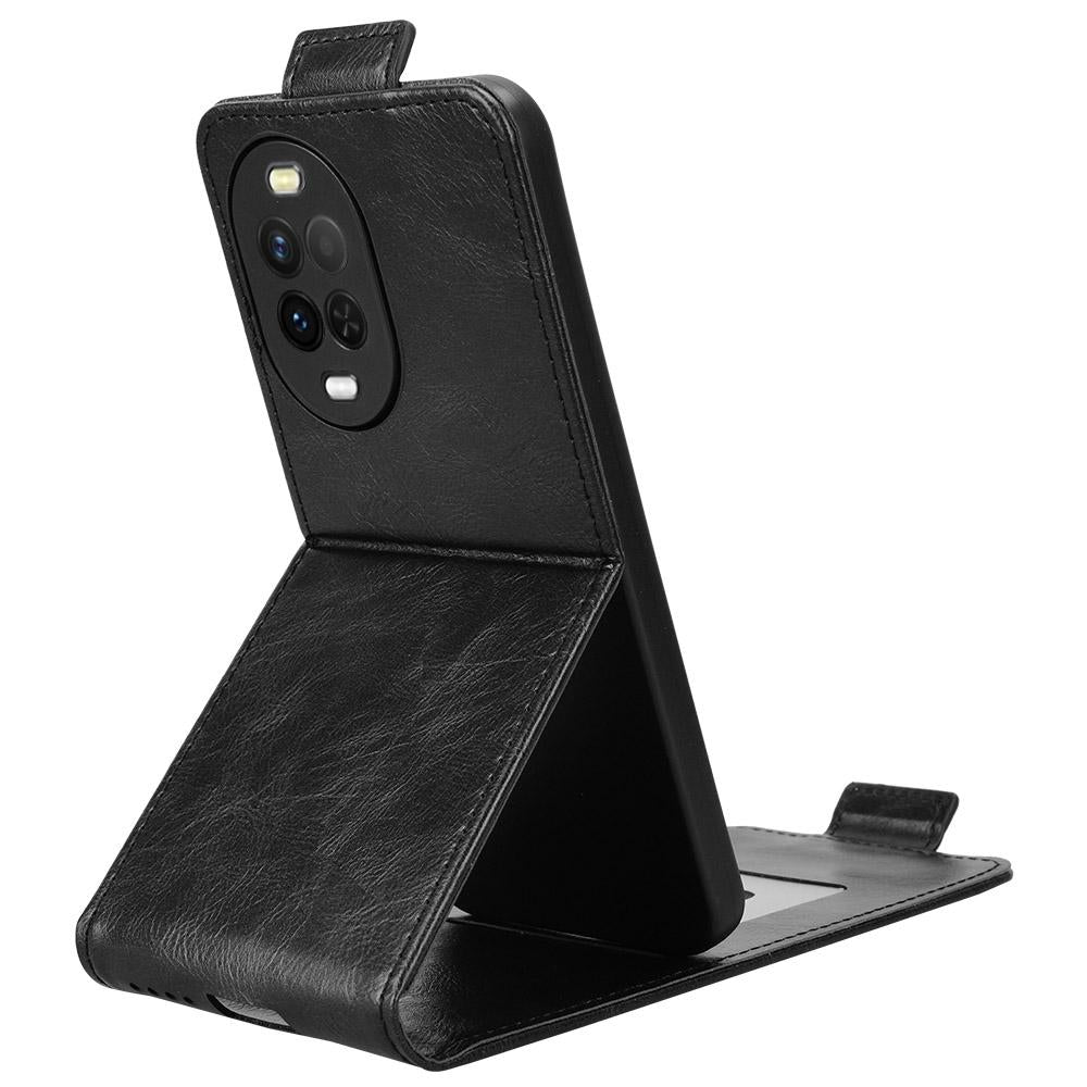 For Huawei nova 16z 5G Magnetic Vertical Flip Leather Phone Case with Buckle - Black - EDA008171516A