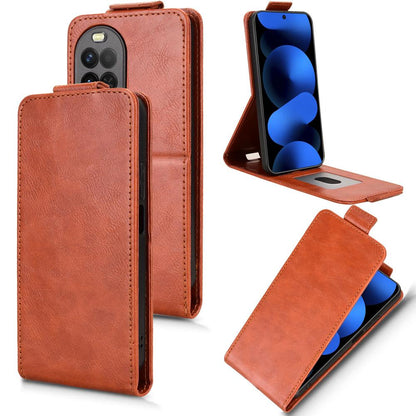 For Huawei nova 16z 5G Magnetic Vertical Flip Leather Phone Case with Buckle - Brown - EDA008171516D