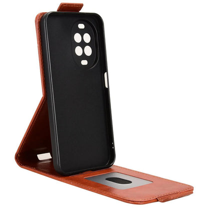 For Huawei nova 16z 5G Magnetic Vertical Flip Leather Phone Case with Buckle - Brown - EDA008171516D