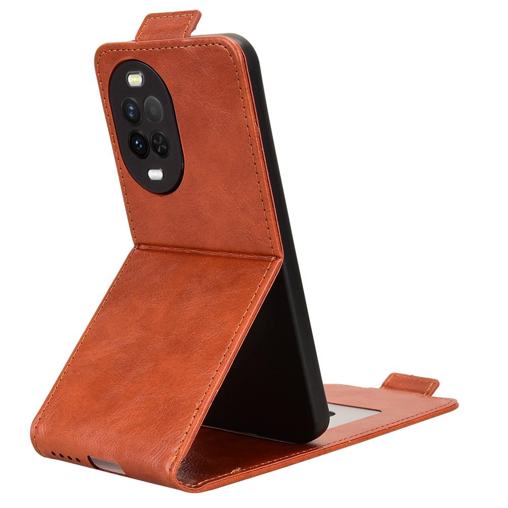 For Huawei nova 16z 5G Magnetic Vertical Flip Leather Phone Case with Buckle - Brown - EDA008171516D