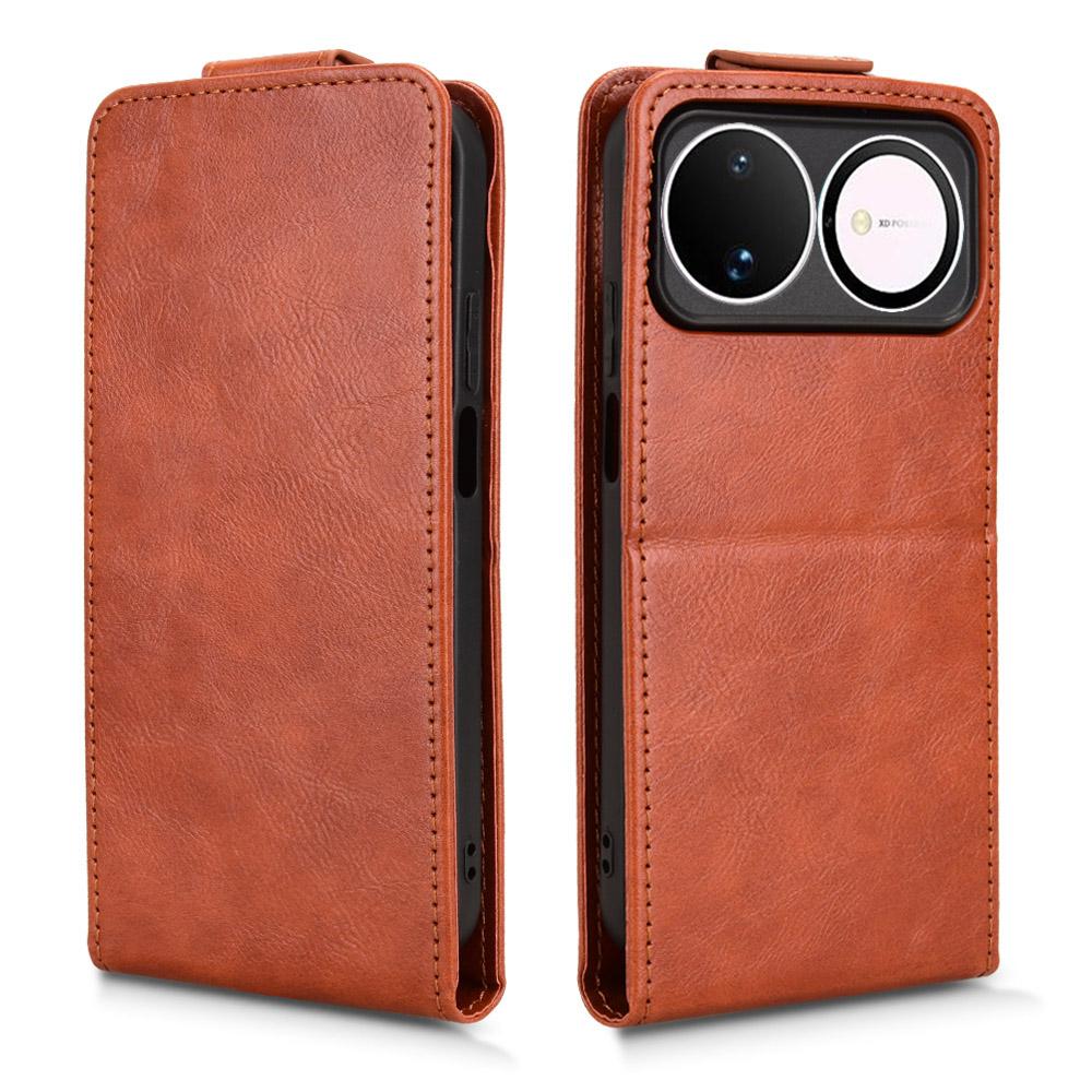 For Huawei nova 16 5G Magnetic Vertical Flip Leather Phone Case with Buckle - Brown - EDA008171517D