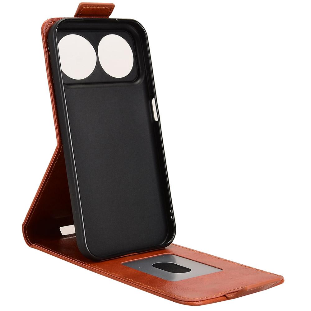 For Huawei nova 16 5G Magnetic Vertical Flip Leather Phone Case with Buckle - Brown - EDA008171517D