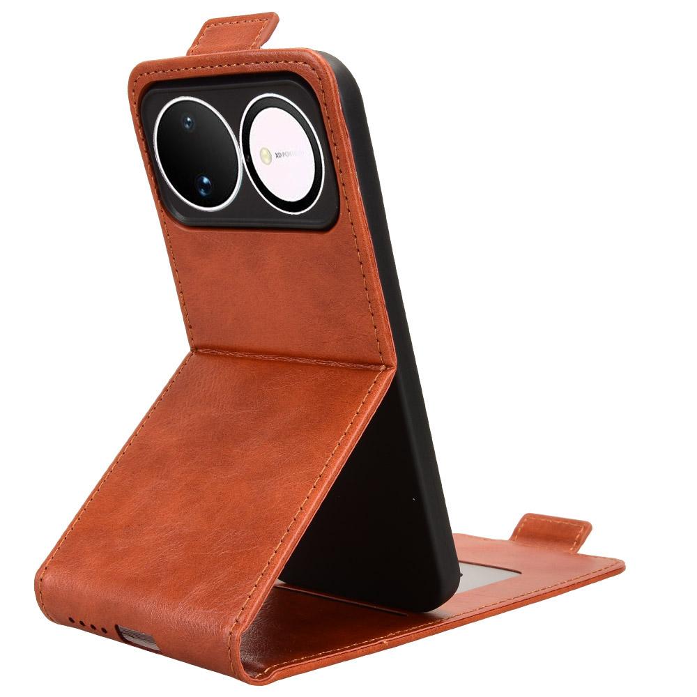 For Huawei nova 16 5G Magnetic Vertical Flip Leather Phone Case with Buckle - Brown - EDA008171517D
