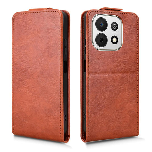 For Huawei nova Y74 4G / Enjoy 90 Plus 5G Magnetic Vertical Flip Leather Phone Case with Buckle - Brown - EDA008171519D