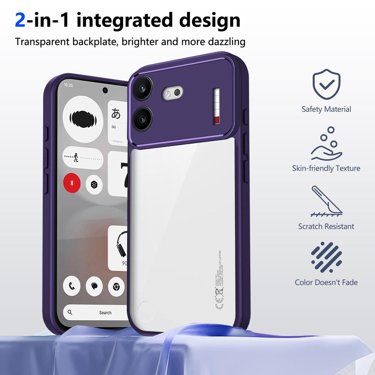 For Nothing Phone 4b Matte PC Skin-feel Shockproof Phone Case - Purple - EDA008179308B