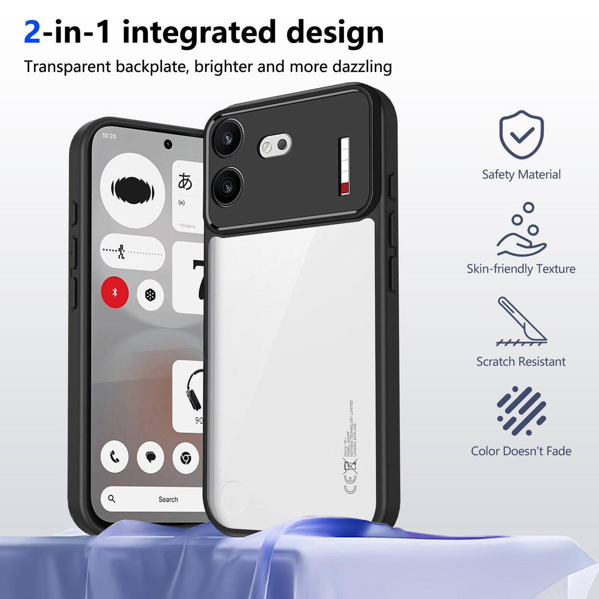For Nothing Phone 4b Matte PC Skin-feel Shockproof Phone Case - Black - EDA008179308C