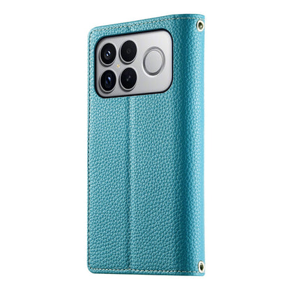 For Redmi K90 Pro Max / Poco F8 Ultra 5G Stitching Multi-card Zipper Wallet Leather Phone Case with Short Strap(Blue)