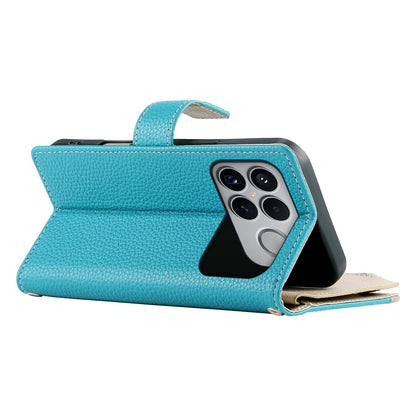 For Redmi K90 Pro Max / Poco F8 Ultra 5G Stitching Multi-card Zipper Wallet Leather Phone Case with Short Strap(Blue)