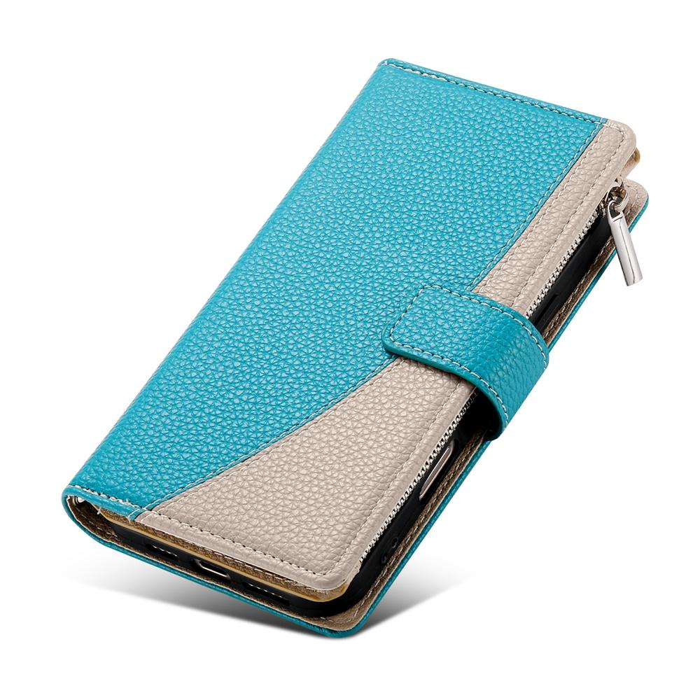 For Redmi K90 Pro Max / Poco F8 Ultra 5G Stitching Multi-card Zipper Wallet Leather Phone Case with Short Strap(Blue)