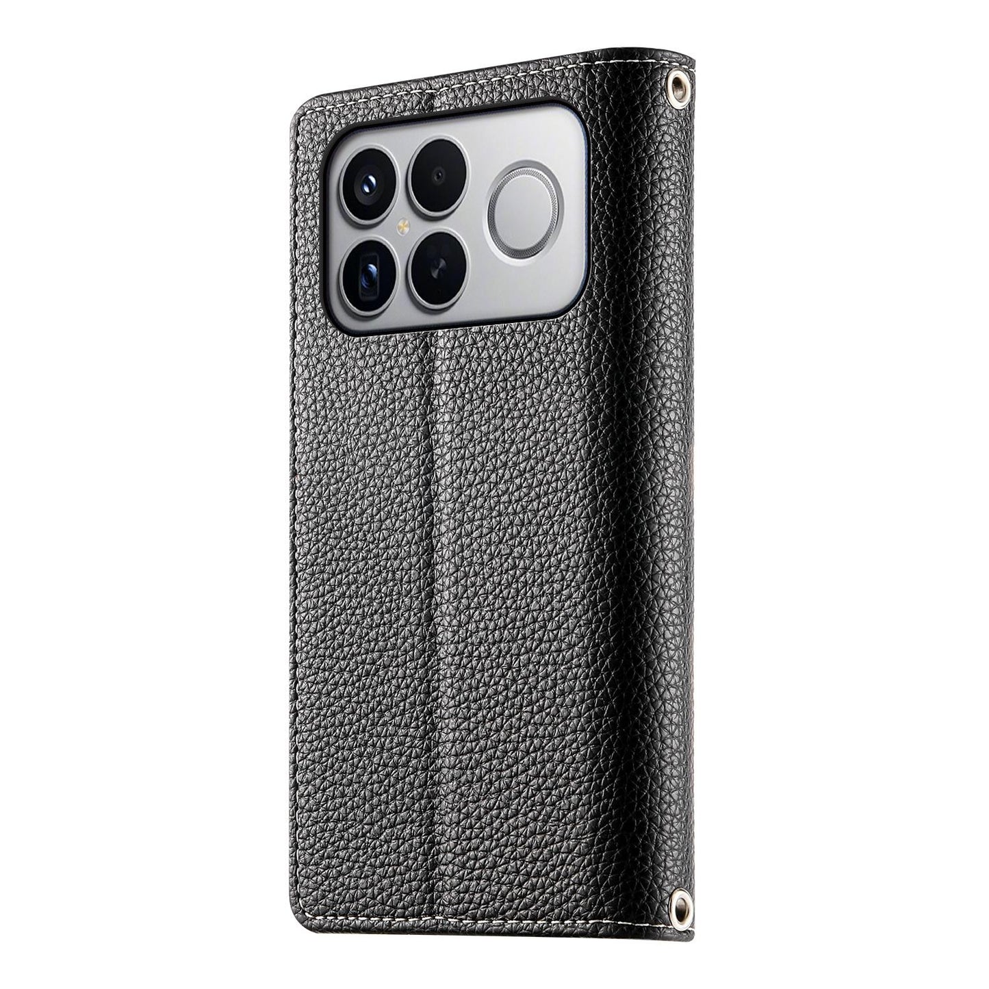 For Redmi K90 Pro Max / Poco F8 Ultra 5G Stitching Multi-card Zipper Wallet Leather Phone Case with Short Strap(Black)