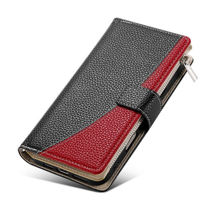 For Redmi K90 Pro Max / Poco F8 Ultra 5G Stitching Multi-card Zipper Wallet Leather Phone Case with Short Strap(Black)
