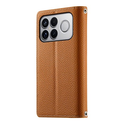 For Redmi K90 Pro Max / Poco F8 Ultra 5G Stitching Multi-card Zipper Wallet Leather Phone Case with Short Strap(Brown)