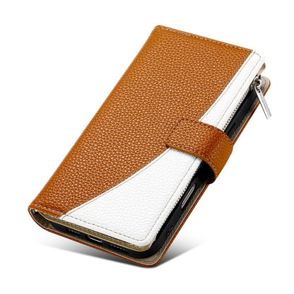 For Redmi K90 Pro Max / Poco F8 Ultra 5G Stitching Multi-card Zipper Wallet Leather Phone Case with Short Strap(Brown)