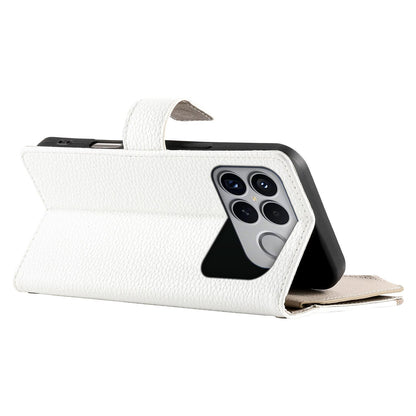 For Redmi K90 Pro Max / Poco F8 Ultra 5G Stitching Multi-card Zipper Wallet Leather Phone Case with Short Strap(White)