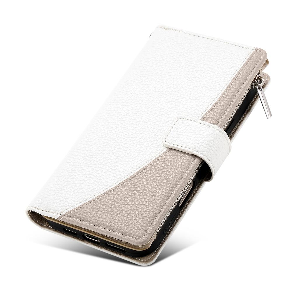 For Redmi K90 Pro Max / Poco F8 Ultra 5G Stitching Multi-card Zipper Wallet Leather Phone Case with Short Strap(White)