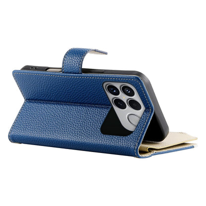 For Redmi K90 Pro Max / Poco F8 Ultra 5G Stitching Multi-card Zipper Wallet Leather Phone Case with Short Strap(Dark Blue)