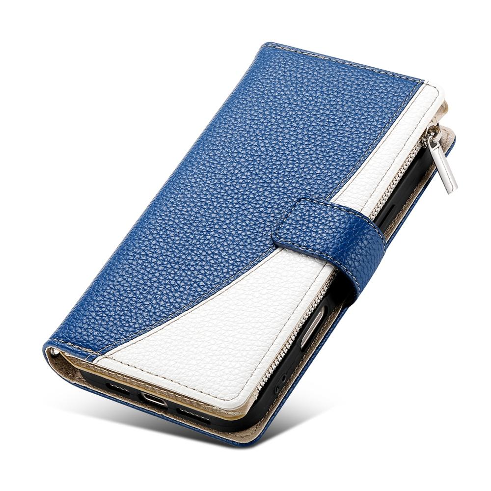 For Redmi K90 Pro Max / Poco F8 Ultra 5G Stitching Multi-card Zipper Wallet Leather Phone Case with Short Strap(Dark Blue)