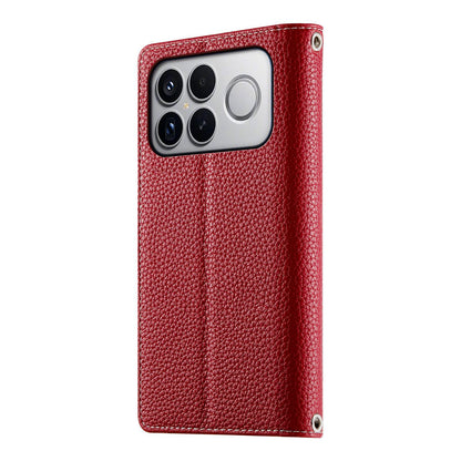 For Redmi K90 Pro Max / Poco F8 Ultra 5G Stitching Multi-card Zipper Wallet Leather Phone Case with Short Strap(Red)