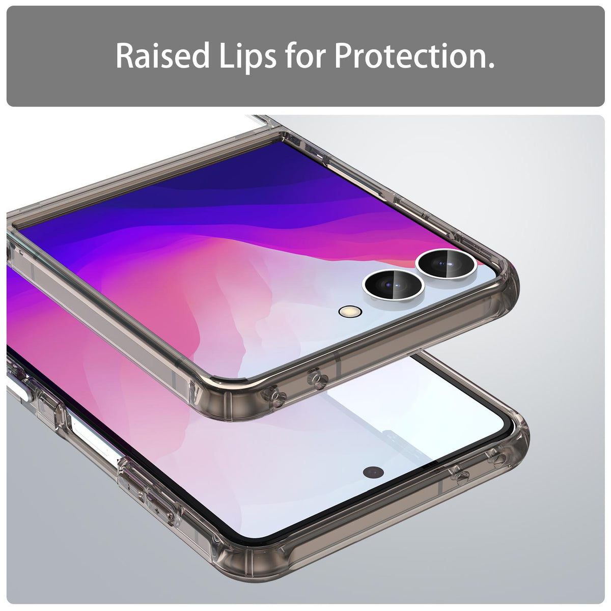 For Galaxy Z Flip8 5G PC Hybrid TPU Airbag Shockproof Phone Case - Transparent Black - EDA008242703A