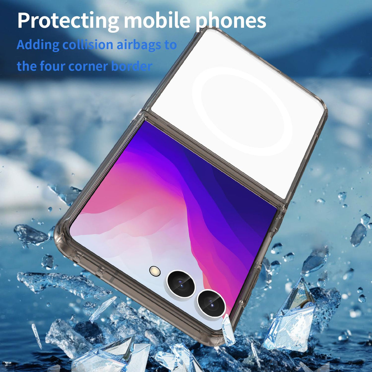For Galaxy Z Flip8 5G PC Hybrid TPU Airbag Shockproof Phone Case - Transparent Black - EDA008242703A