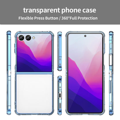 For Galaxy Z Flip8 5G PC Hybrid TPU Airbag Shockproof Phone Case - Transparent Blue - EDA008242703B
