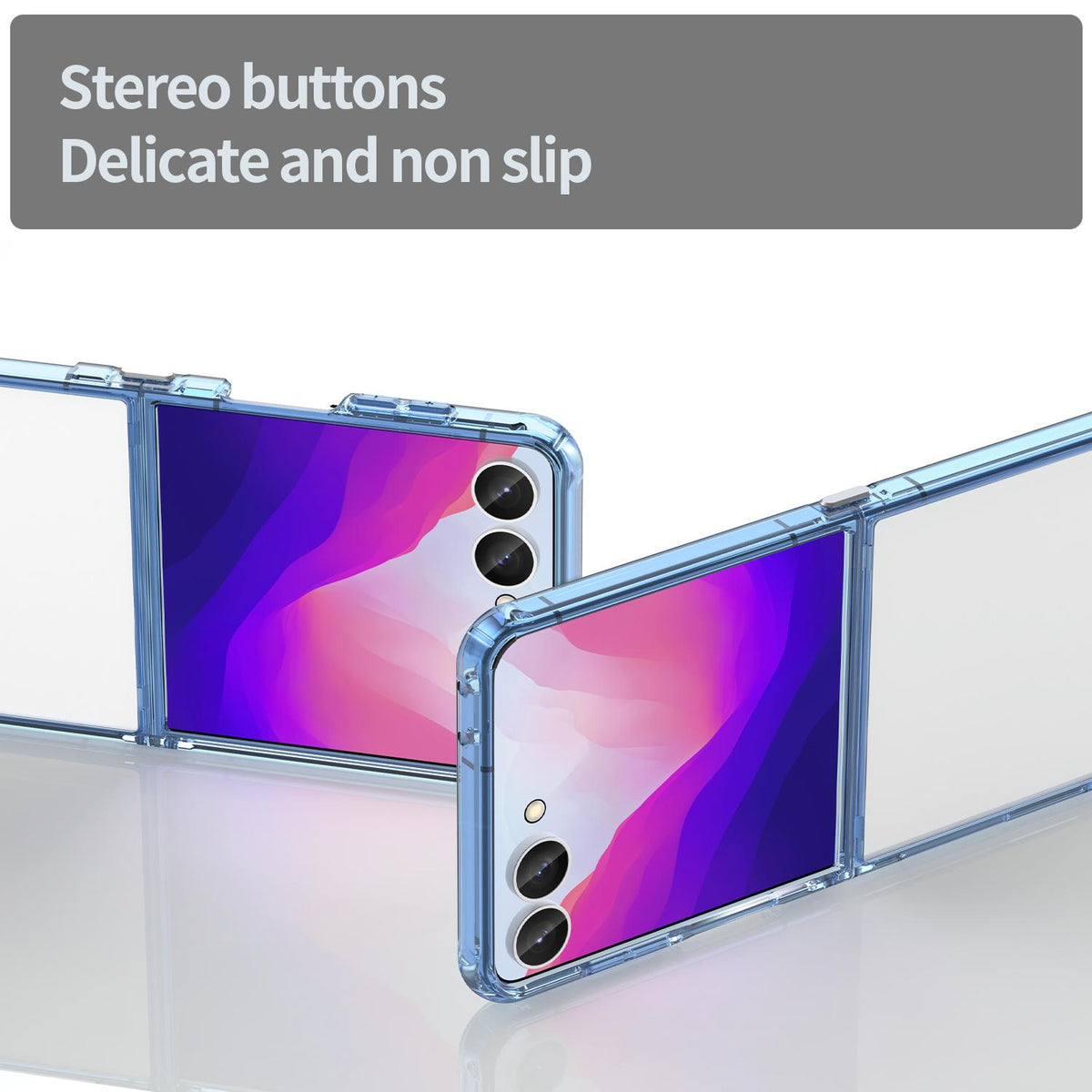 For Galaxy Z Flip8 5G PC Hybrid TPU Airbag Shockproof Phone Case - Transparent Blue - EDA008242703B
