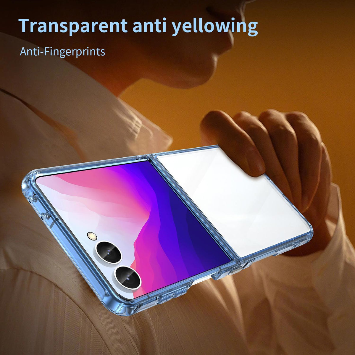 For Galaxy Z Flip8 5G PC Hybrid TPU Airbag Shockproof Phone Case - Transparent Blue - EDA008242703B