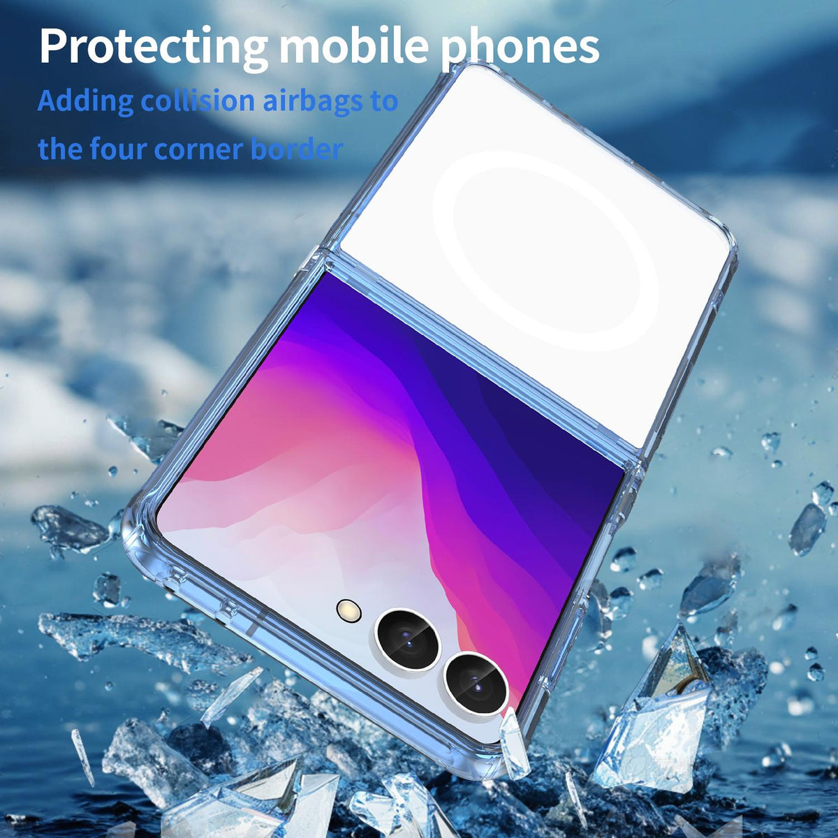 For Galaxy Z Flip8 5G PC Hybrid TPU Airbag Shockproof Phone Case - Transparent Blue - EDA008242703B