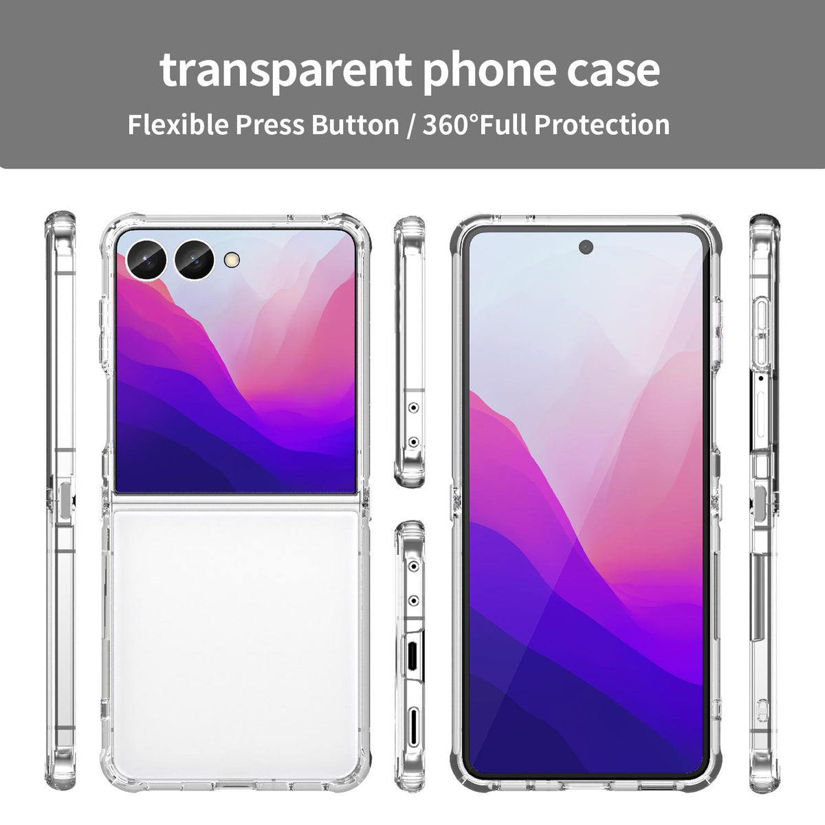 For Galaxy Z Flip8 5G PC Hybrid TPU Airbag Shockproof Phone Case - Transparent - EDA008242703C