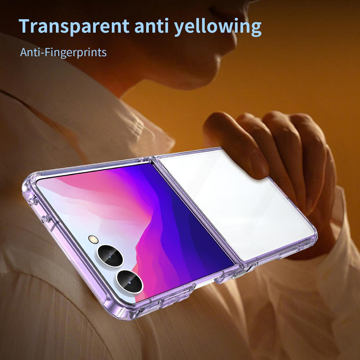 For Galaxy Z Flip8 5G PC Hybrid TPU Airbag Shockproof Phone Case - Transparent Purple - EDA008242703D