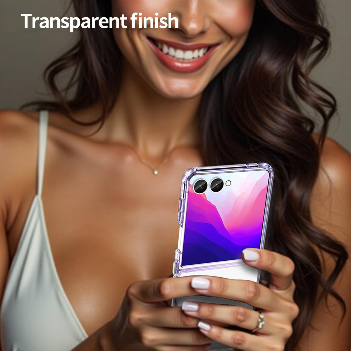 For Galaxy Z Flip8 5G PC Hybrid TPU Airbag Shockproof Phone Case - Transparent Purple - EDA008242703D