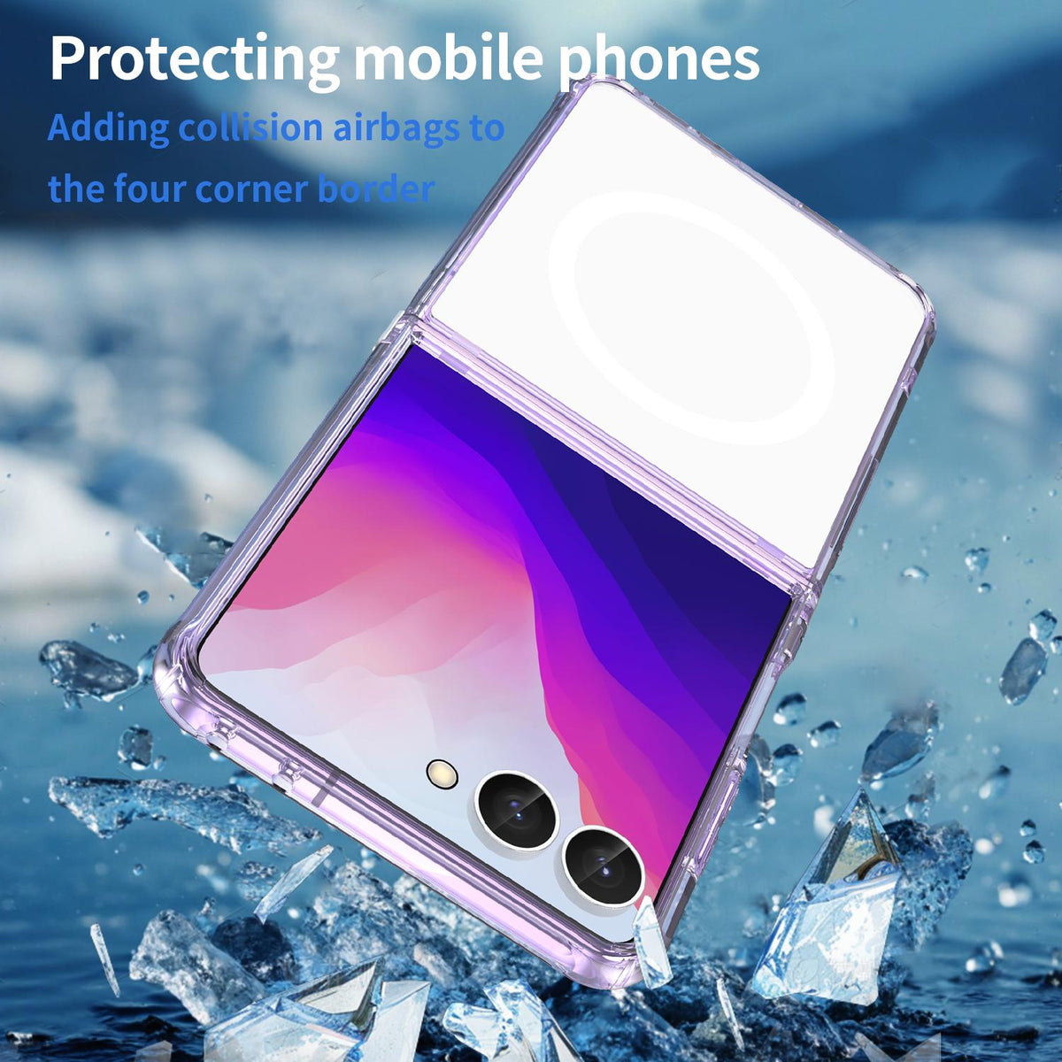 For Galaxy Z Flip8 5G PC Hybrid TPU Airbag Shockproof Phone Case - Transparent Purple - EDA008242703D