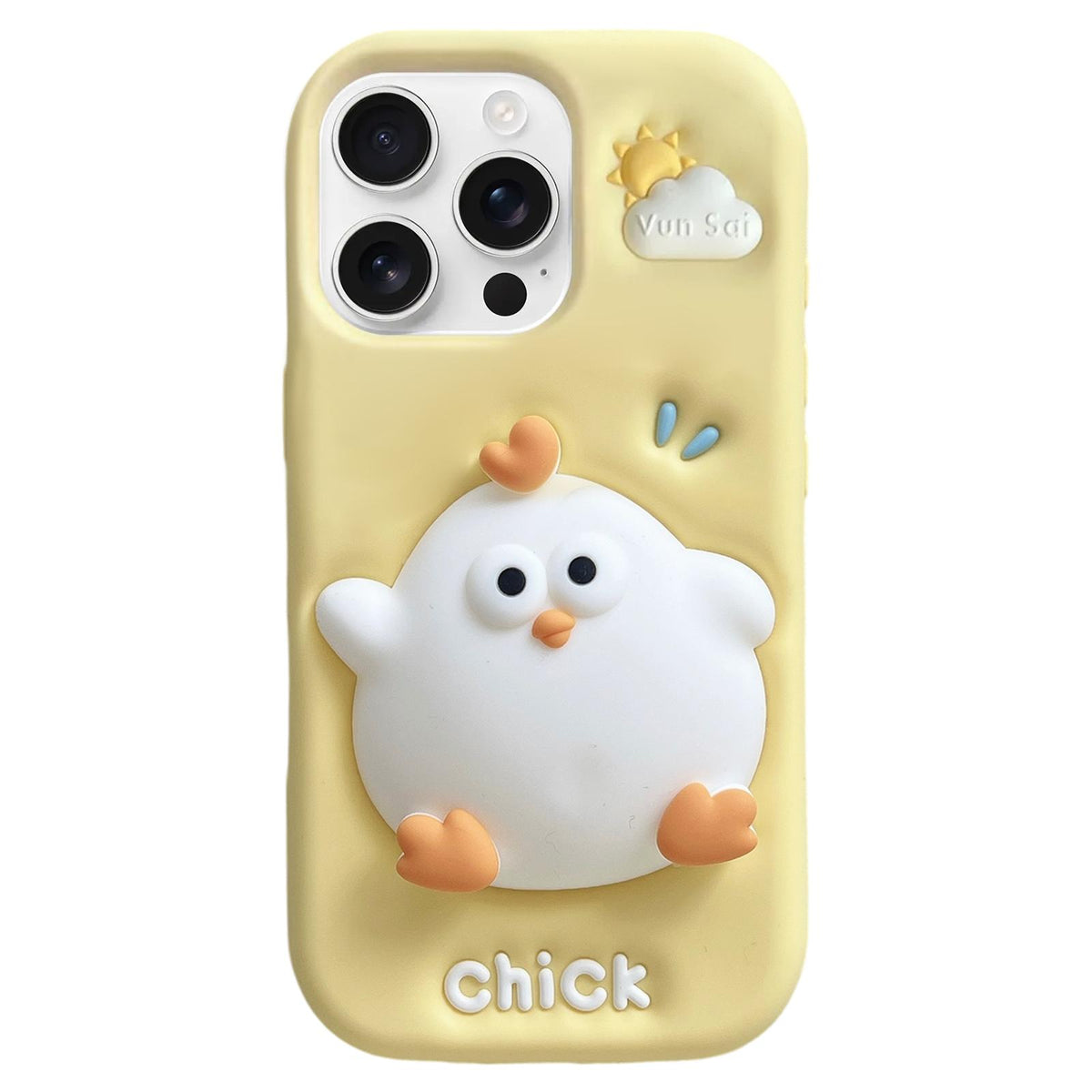 For iPhone 12 Pro Max Pressable Chick Silicone Phone Case - White - EDA008329115B