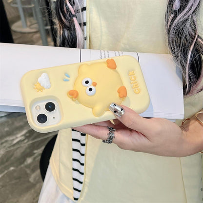 For iPhone 12 Pro Max Pressable Chick Silicone Phone Case - White - EDA008329115B