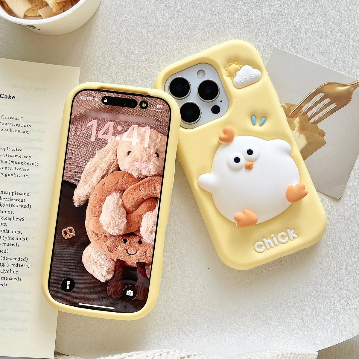 For iPhone 12 Pro Max Pressable Chick Silicone Phone Case - White - EDA008329115B
