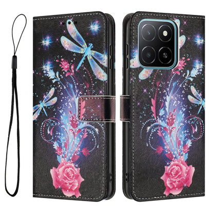 For Honor 600 Smart 5G Color Drawing Pattern Leather Phone Case - Dragonfly - EDA008386225F