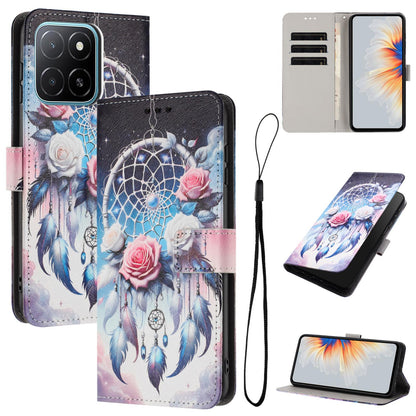 For Honor 600 Smart 5G Color Drawing Pattern Leather Phone Case - Flower Wind Chime - EDA008386225H