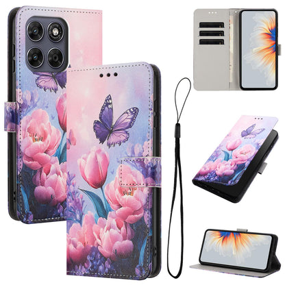 For Motorola Edge 70 Pro 5G Color Drawing Pattern Leather Phone Case - Pink Butterfly - EDA008386634B