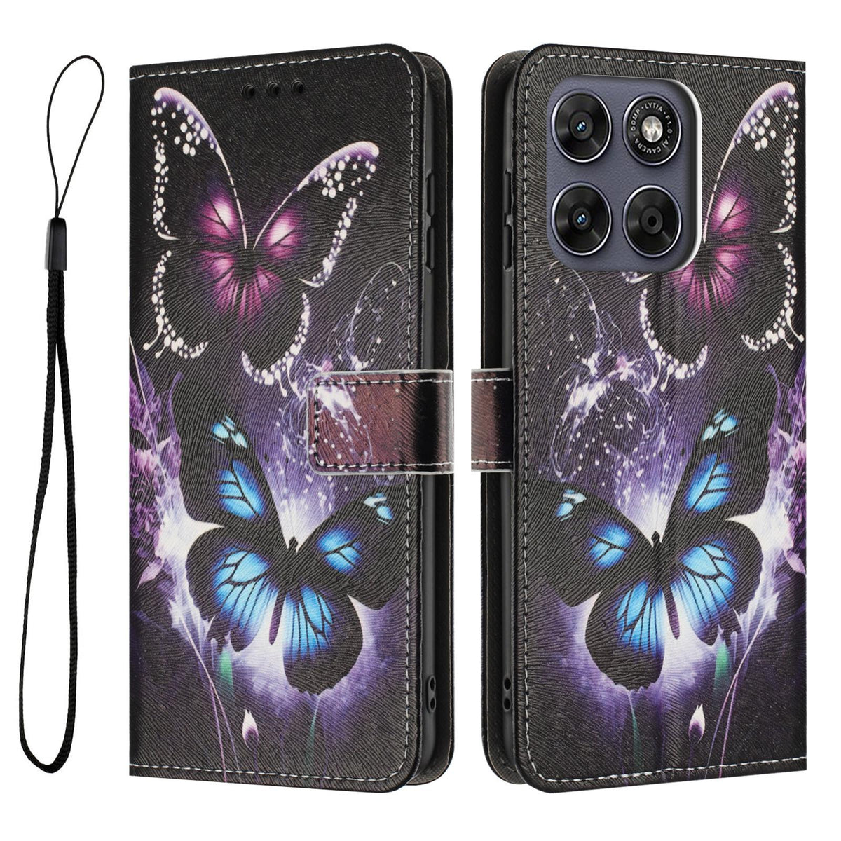 For Motorola Edge 70 Pro 5G Color Drawing Pattern Leather Phone Case - Two Butterflies - EDA008386634C
