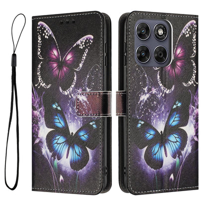 For Motorola Edge 70 Pro 5G Color Drawing Pattern Leather Phone Case - Two Butterflies - EDA008386634C