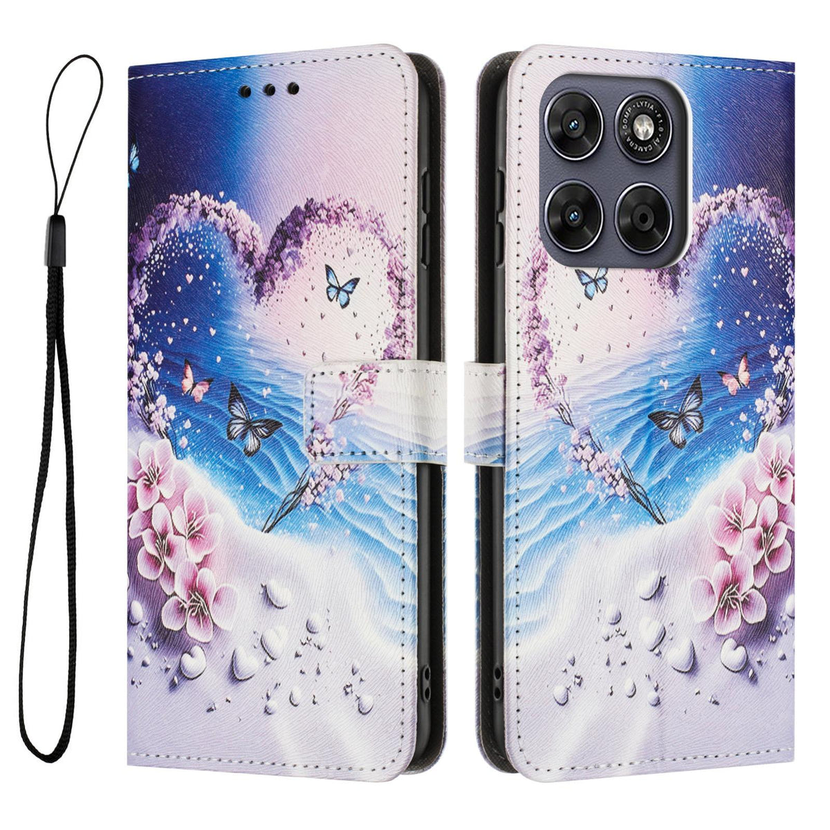 For Motorola Edge 70 Pro 5G Color Drawing Pattern Leather Phone Case - Love Butterfly - EDA008386634D