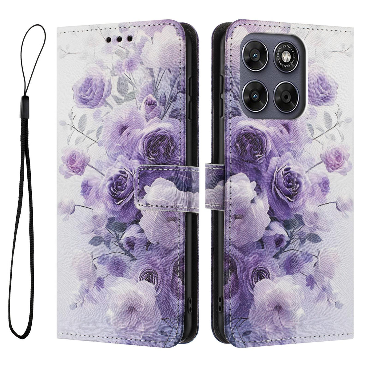 For Motorola Edge 70 Pro 5G Color Drawing Pattern Leather Phone Case - Purple Rose - EDA008386634E