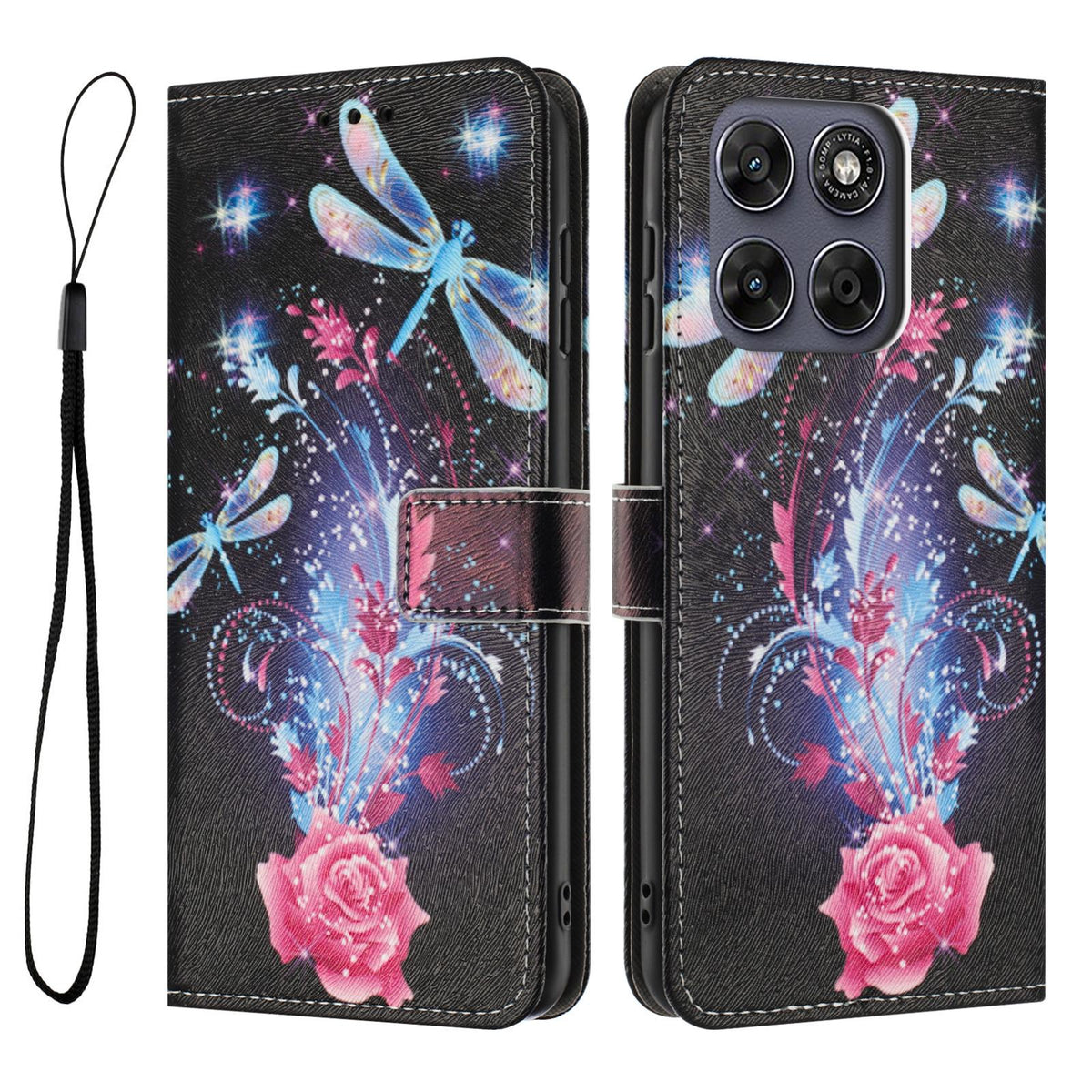 For Motorola Edge 70 Pro 5G Color Drawing Pattern Leather Phone Case - Dragonfly - EDA008386634F