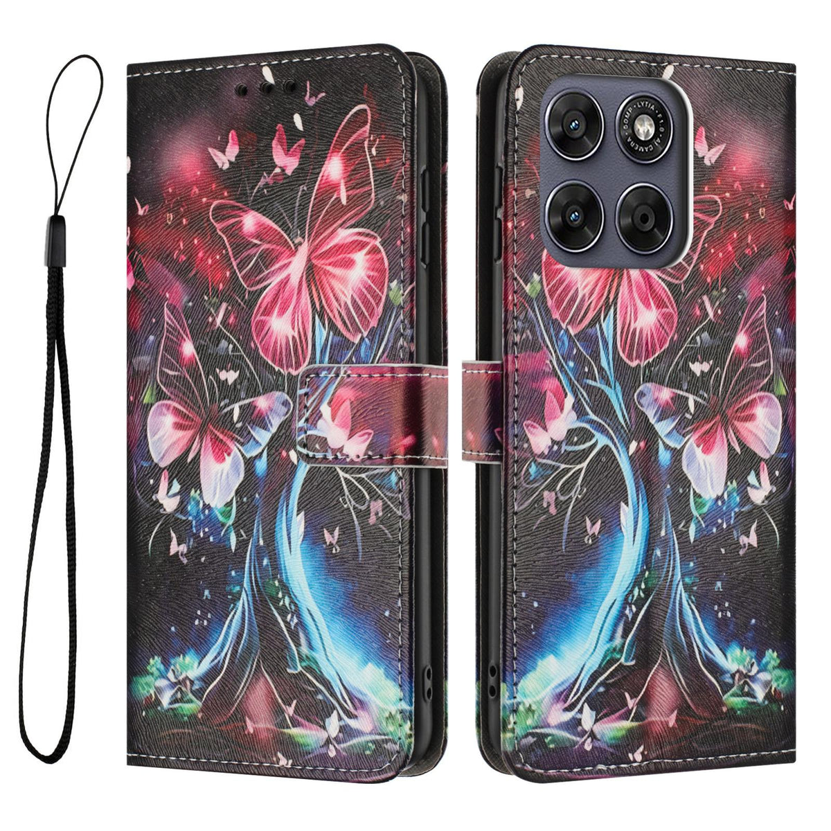 For Motorola Edge 70 Pro 5G Color Drawing Pattern Leather Phone Case - Butterfly Tree - EDA008386634G