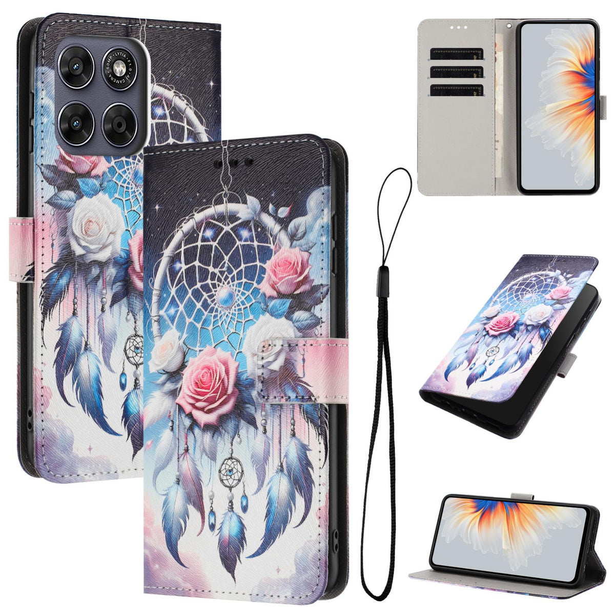 For Motorola Edge 70 Pro 5G Color Drawing Pattern Leather Phone Case - Flower Wind Chime - EDA008386634H