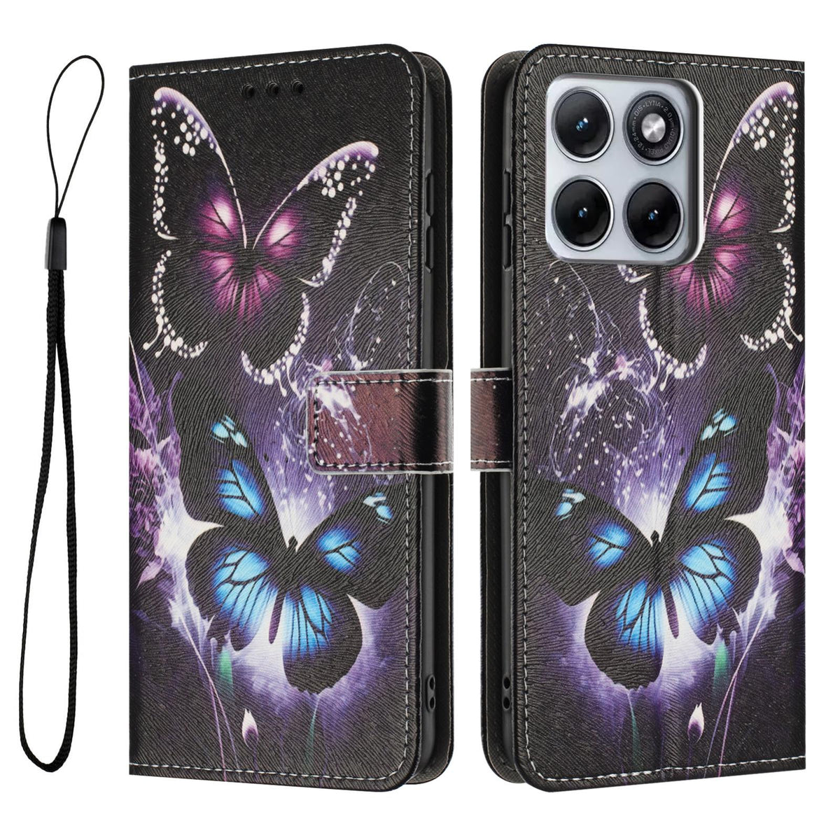 For Motorola Edge 5G 2026 Color Drawing Pattern Leather Phone Case - Two Butterflies - EDA008386635C