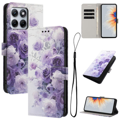 For Motorola Edge 5G 2026 Color Drawing Pattern Leather Phone Case - Purple Rose - EDA008386635E