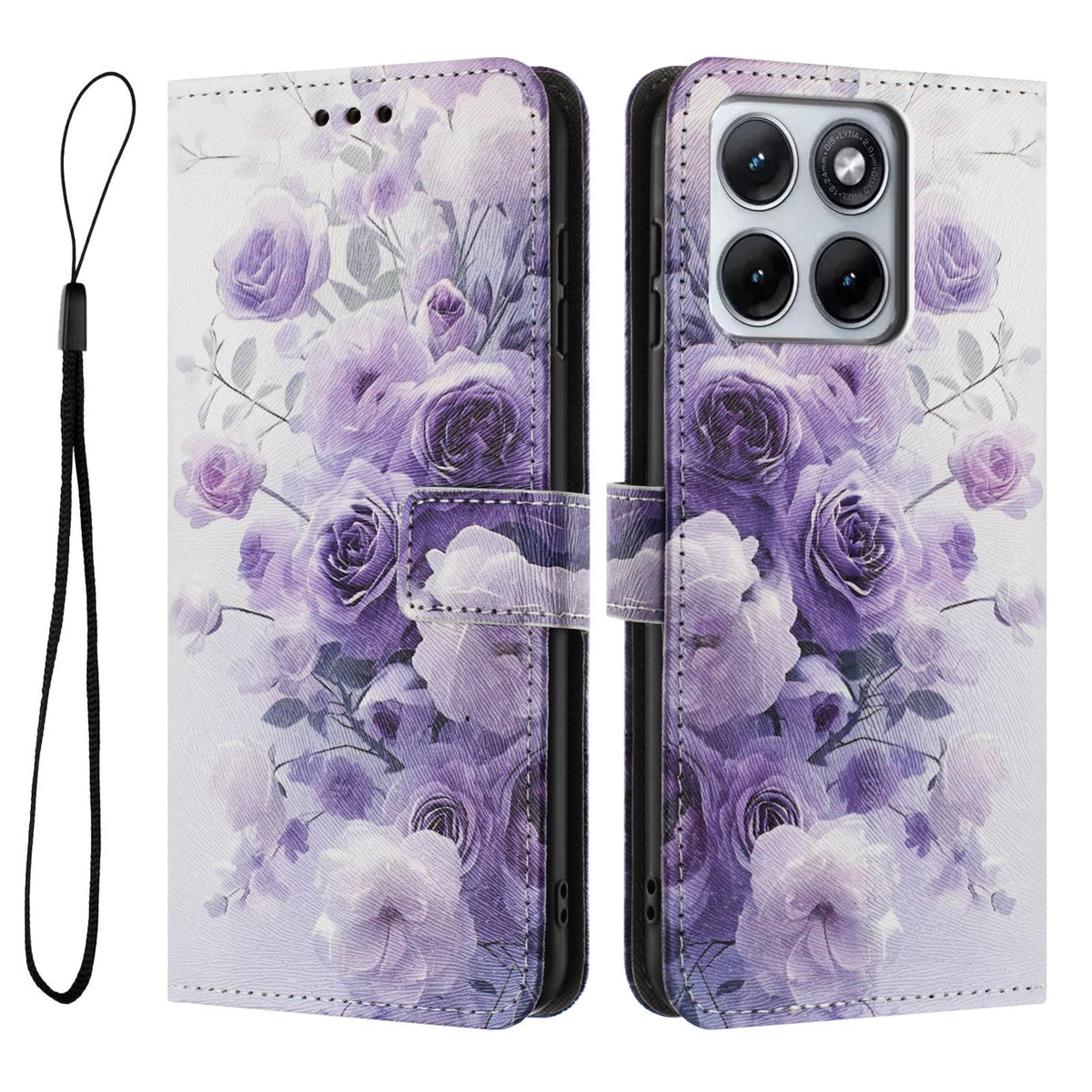 For Motorola Edge 5G 2026 Color Drawing Pattern Leather Phone Case - Purple Rose - EDA008386635E