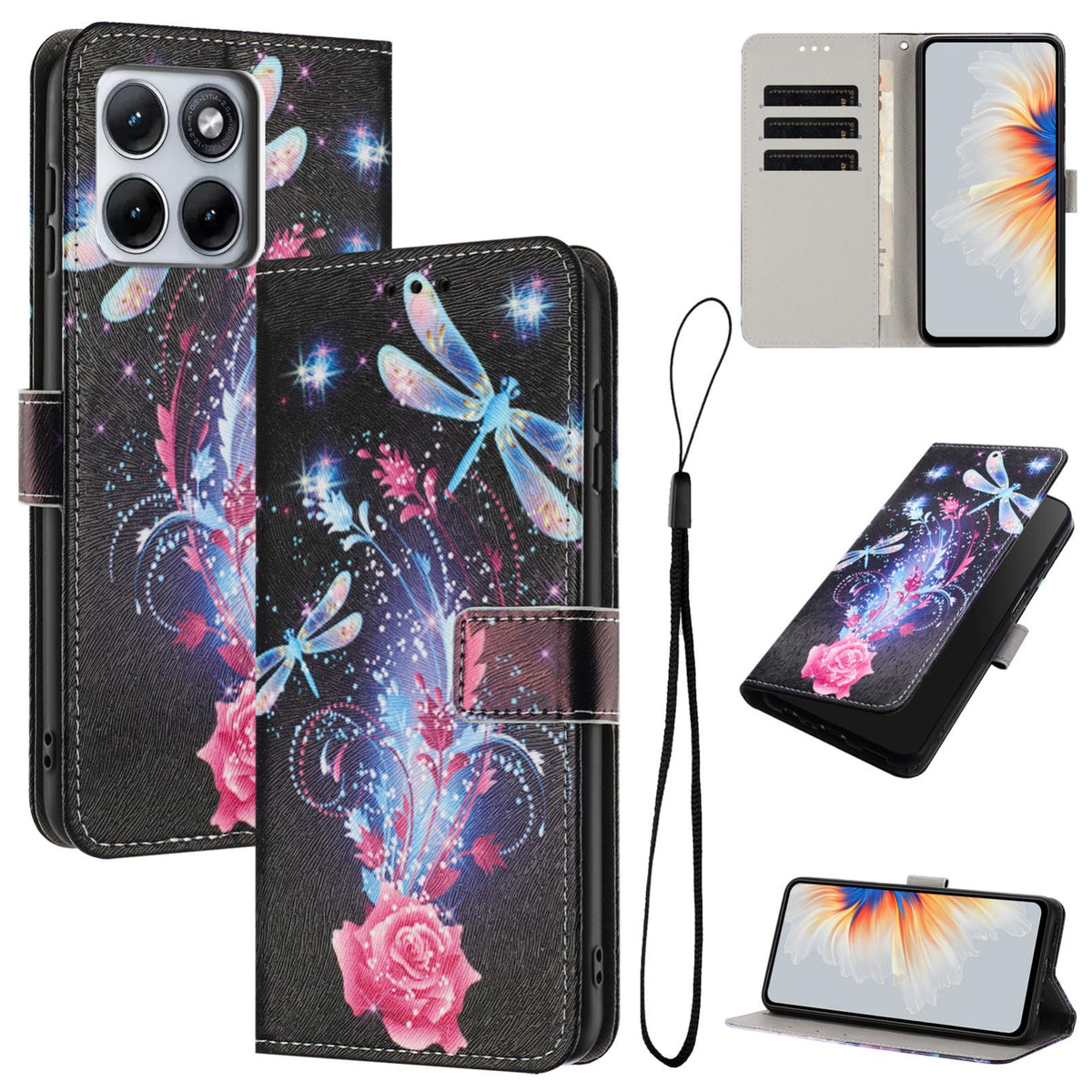 For Motorola Edge 5G 2026 Color Drawing Pattern Leather Phone Case - Dragonfly - EDA008386635F